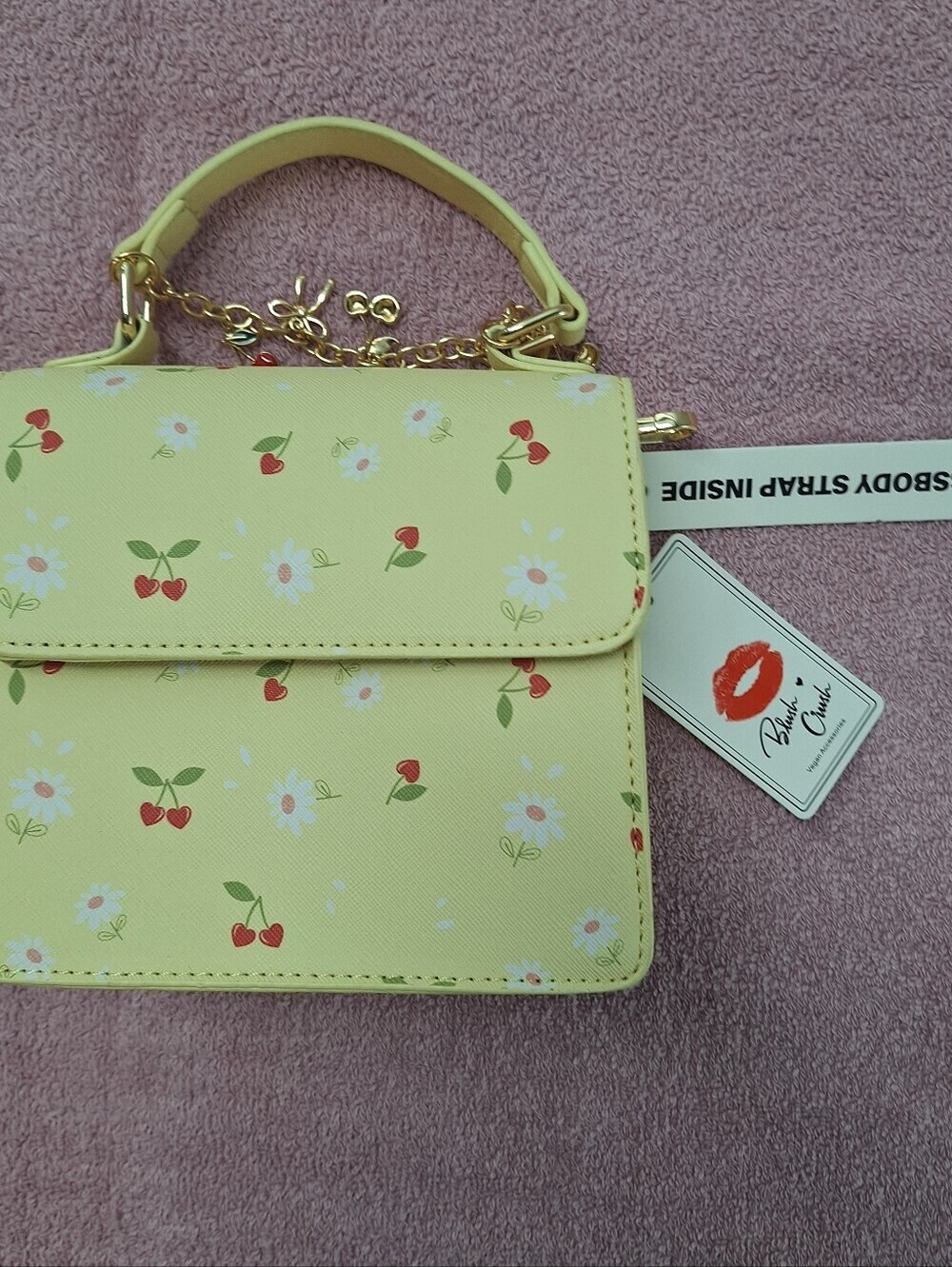 Blush Crush Cherry Charm Crossbody Bag Yellow